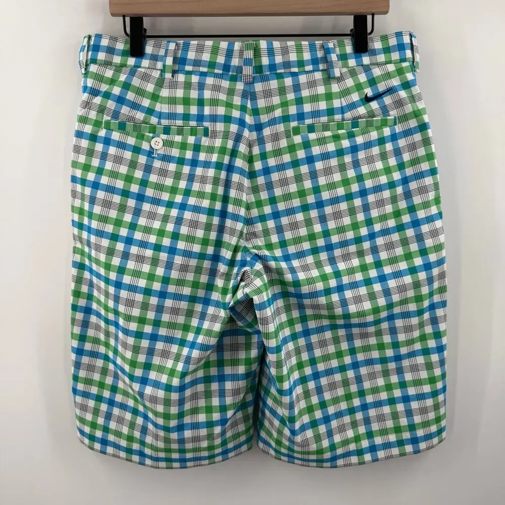 Nike Golf Shorts Men's Size 32 Medium Core Dri-Fit Plaid Performance Flat Front